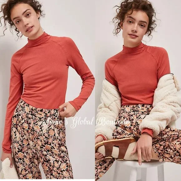 NWT ANTHROPOLOGIE Indra Seamless Mock Neck Top. Size L - Picture 8 of 16